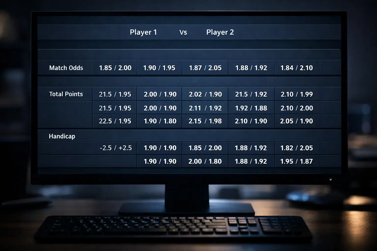Pantalla de ordenador mostrando cuotas de diferentes casas de apuestas