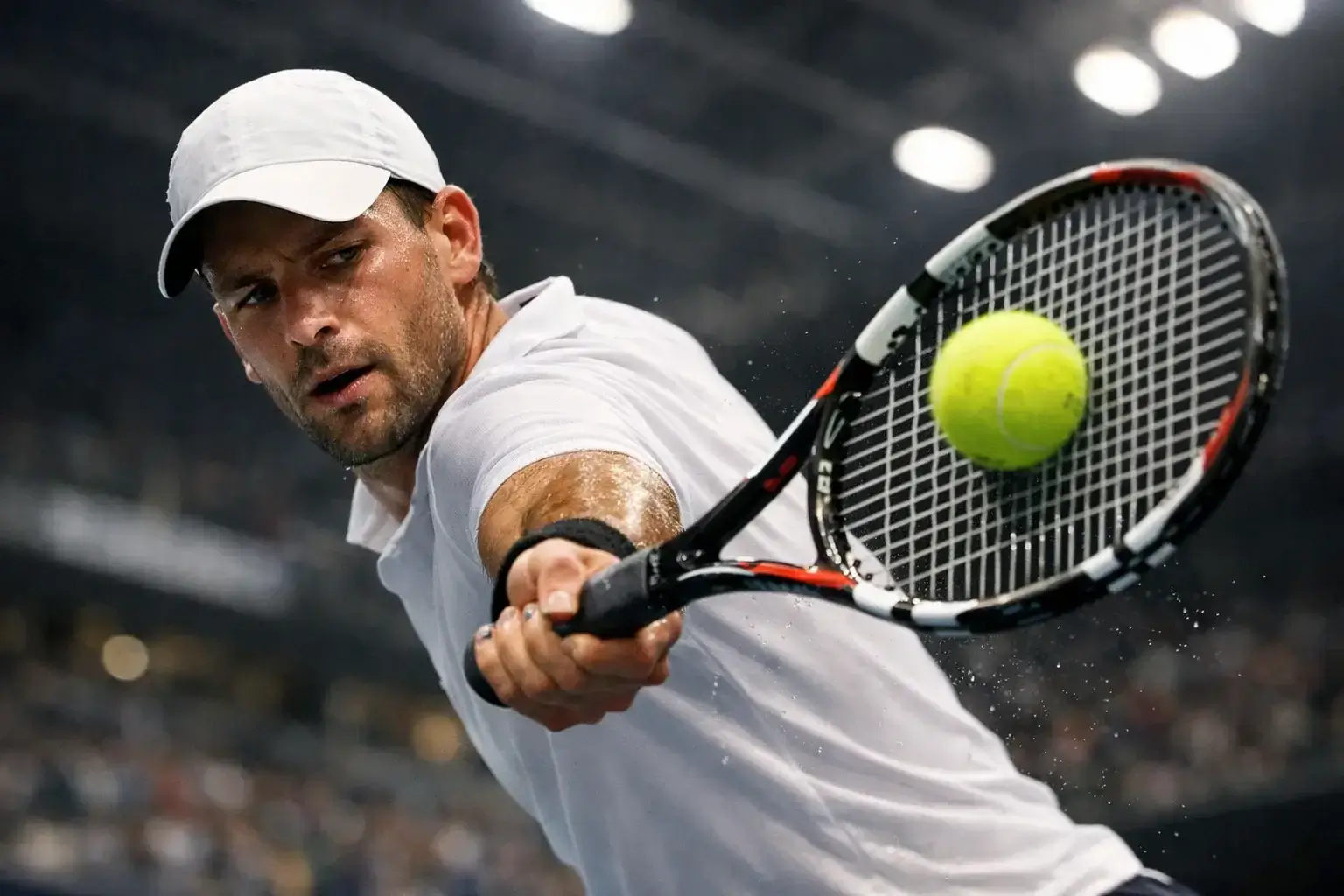 Tenista ejecutando un potente servicio con análisis de movimiento